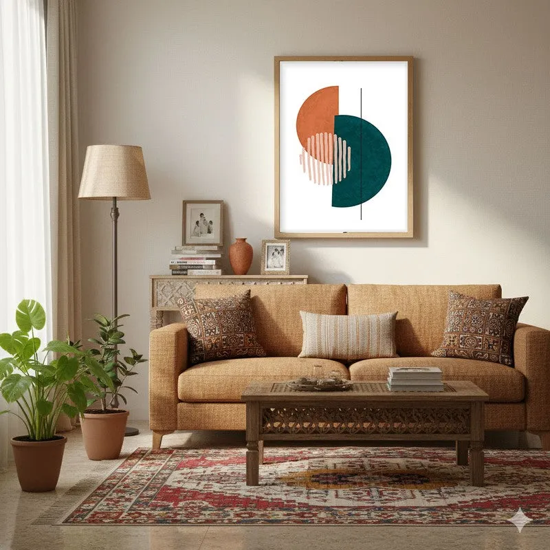 Linear Phase Canvas Wall Painting With Brown Frame media 4