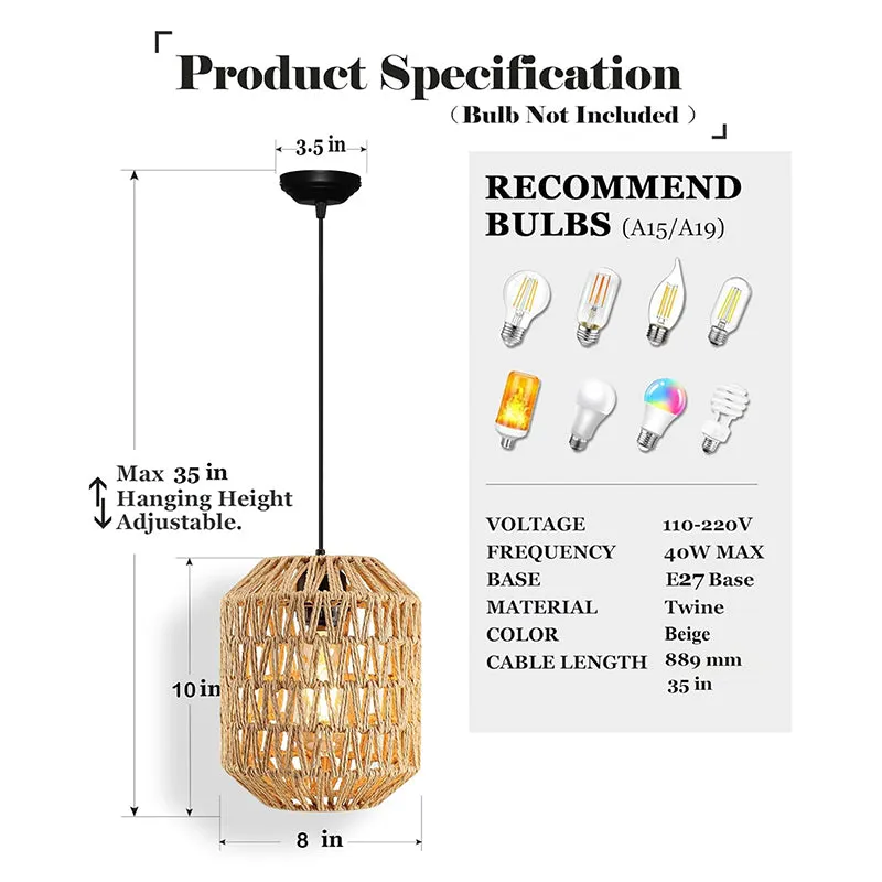 Casa Cane Oval Raffia Ceiling Lamp - Beige media 6