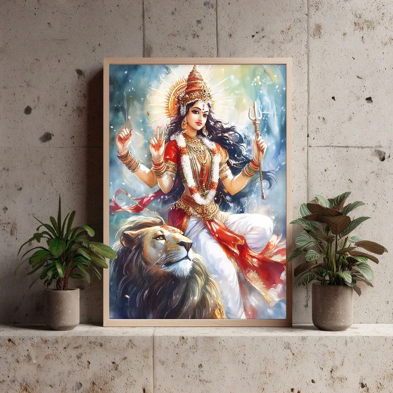 Radhe Gopalam Spiritual Archival Paper Wall Painting - Natural Brown Frame media 3