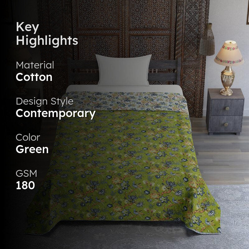 Tatva Ethnic Reversible Cotton Dohar (Green)  - 180 GSM media 2