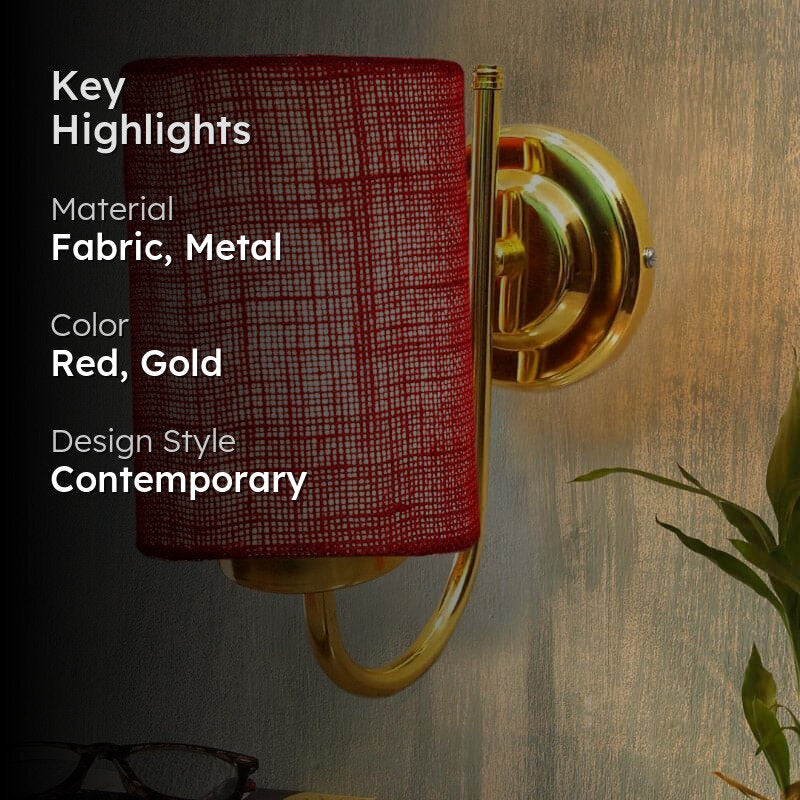 Galora Neva Fabric & Metal Wall Lamp - Red media 2