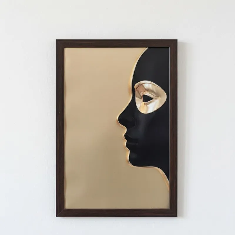 Artistic Feminine Faces Wall Painting With Frame - Set Of Three media 5
