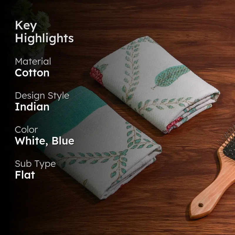 Desert Bloom Cotton Hand Towel (Sky Blue) - Set Of Two media 2