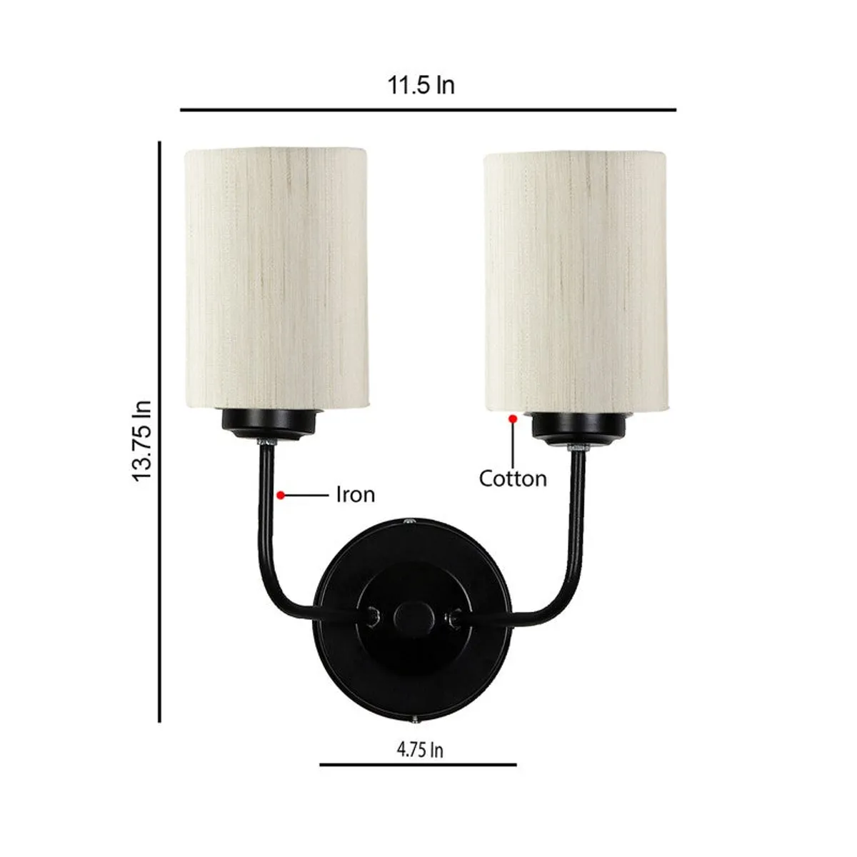 OrganicGlow Twin Cotton Wall Lamp - White - 10