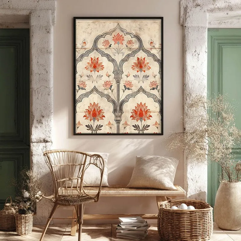 Lotus Arch Canvas Wall Painting With Black Frame media 3