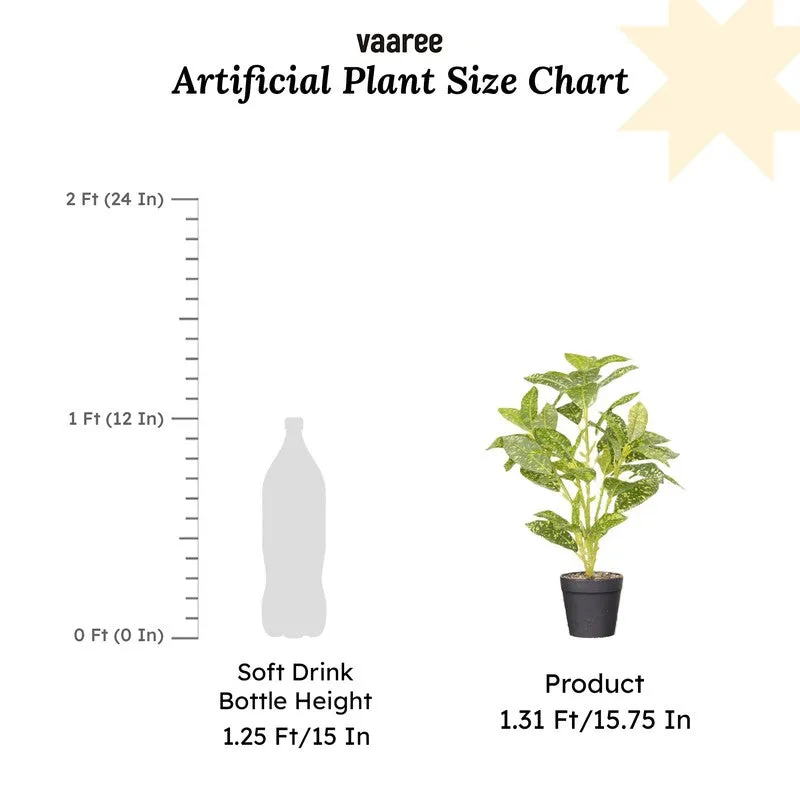 Artificial Croton Leaf Plant With Black Fiber Pot (Yellow) - 1.3 Feet media 7