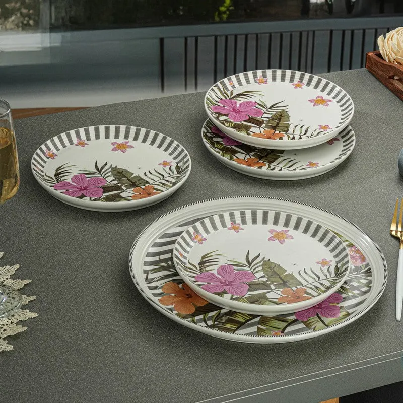 Striped Blosson 4 Quarter Plates with 1 Dinner Plate - Five Piece Set media 4
