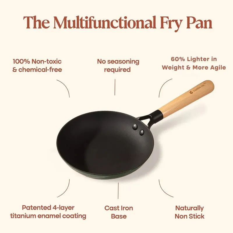 Cumin Co Enamel Cast Iron Frying Pan (Green) - 1000 mL media 6