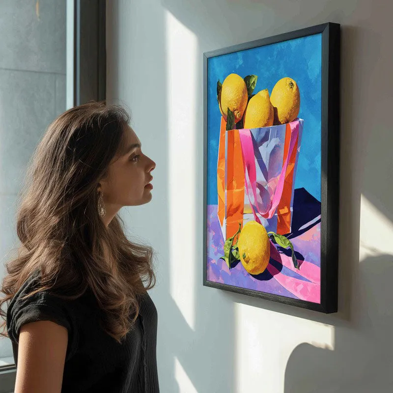 Citrus Tote Canvas Wall Painting - Black Frame media 5