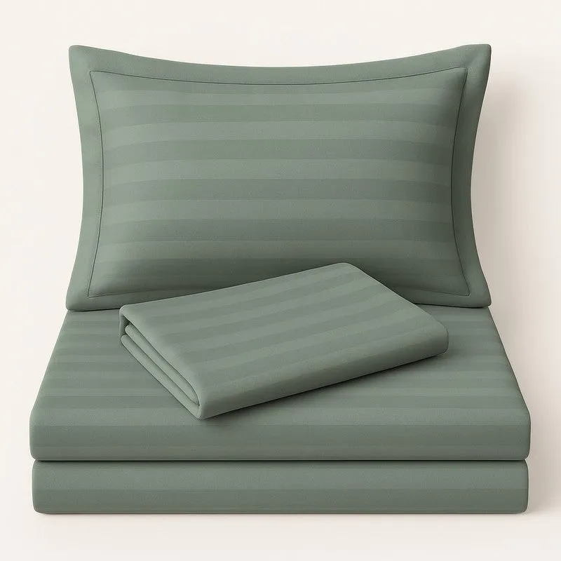 PureLine Cotton Bedsheet (Sage Green) - 600 TC media 6