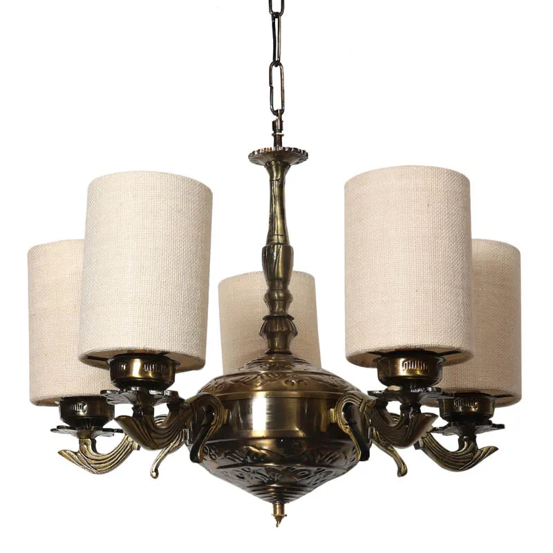 Glanna Cylindrical Golden Antique Ceiling Lamp media 4