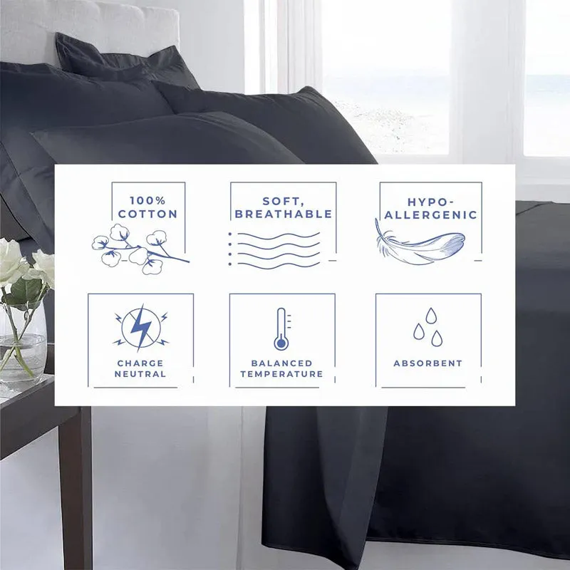 Sofia 100% Cotton Satin Weave Solid Bedsheet - Dark Grey - 400 TC media 5