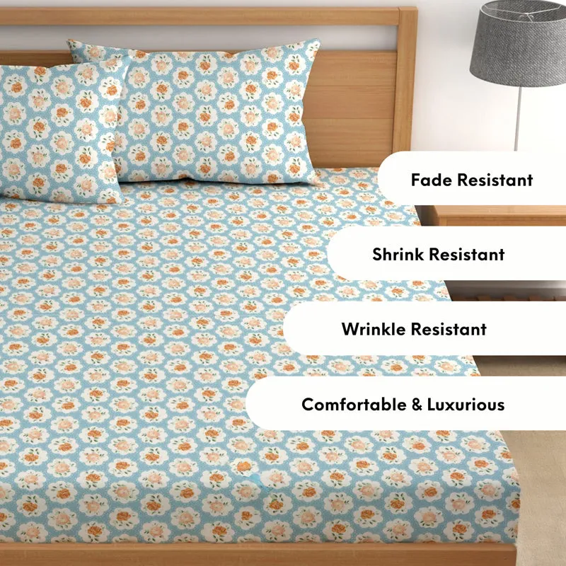 Belinda II Microfiber Microfiber Bedsheet (Sky Blue) - 150 GSM media 5