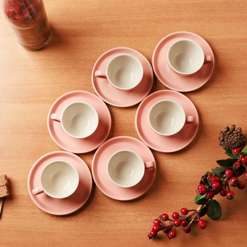 Blush & Brew Cup & Saucer (Pink/100 mL) - Twelve Piece Set media 6