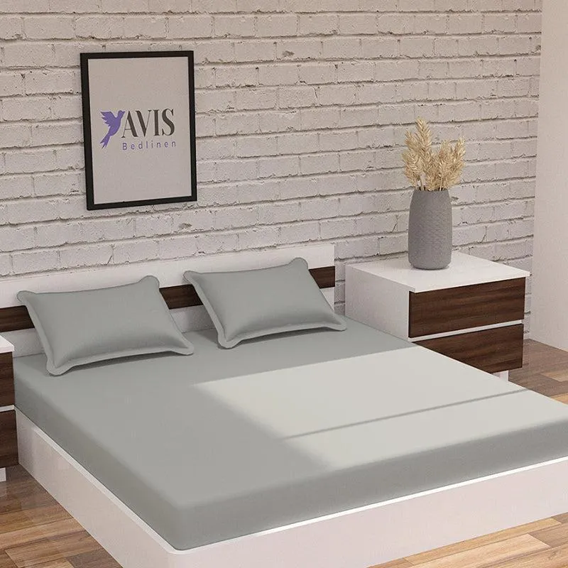 Moonweave Solid Cotton Bedsheet (Muted Grey) - 400 TC media 3