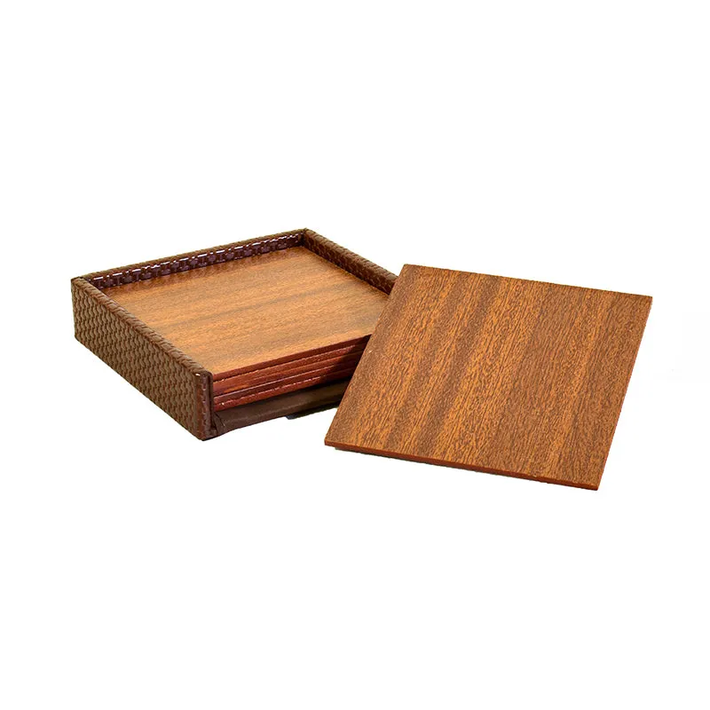 Trivox Faux Leather Coaster (Brown) - Seven Piece Set media 3