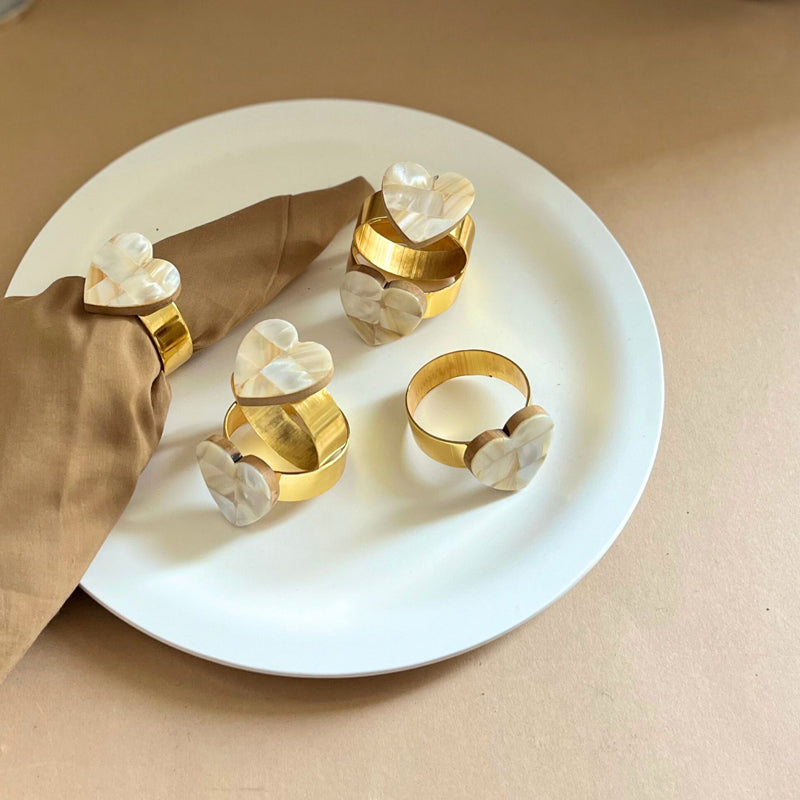 Asher Heart Handcrafted Mother Of Pearl Napkin Ring - Set Of Six media 4