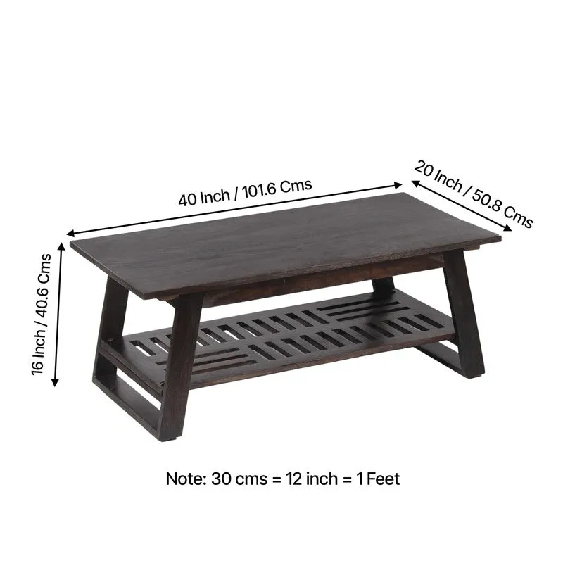 Azvino Sheesham Wooden Center Table - Dark Brown media 12