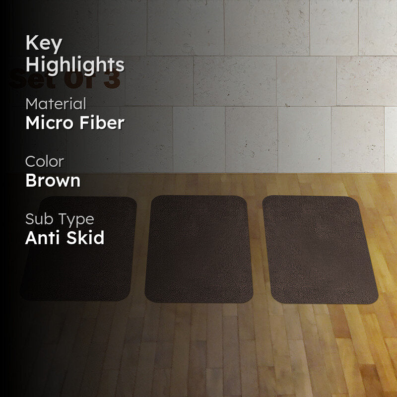 Lois Anti Skid Bath Mat (Brown) - Set Of Three media 2