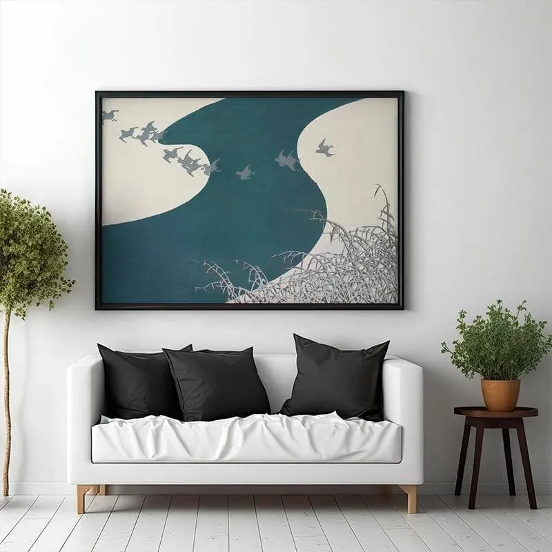 Birds From Momoyogusa Canvas Painting By Kamisaka Sekka - Black Frame media 1