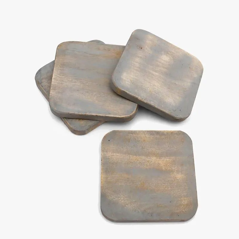 Curved Distressed Wood Coaster - Set Of Four media 5