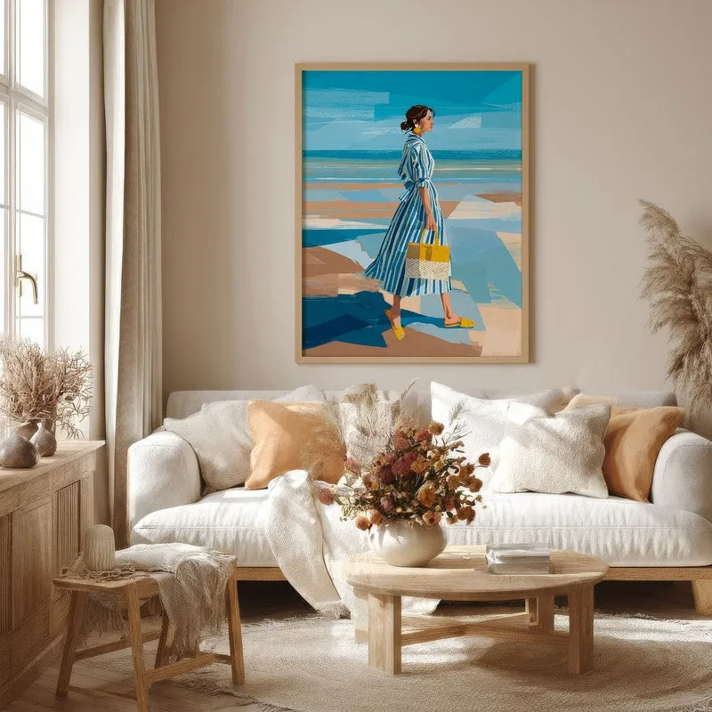 Alira Travel Illustration Canvas Wall Painting With Brown Frame media 1