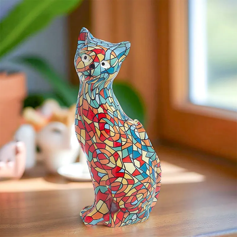 Mosaic Kitten Polyresin Showpiece - Multicolor media 1