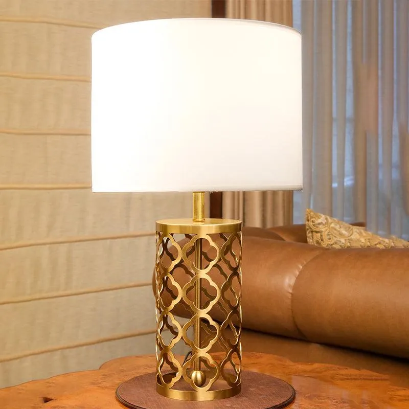 Eternal Elegance Iron LED Fabric Table Lamp - Gold,White media 1