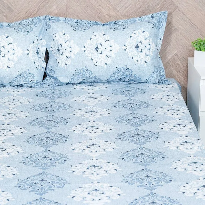 Ivora Ethnic Cotton Bedsheet (Blue) - 144 TC media 4