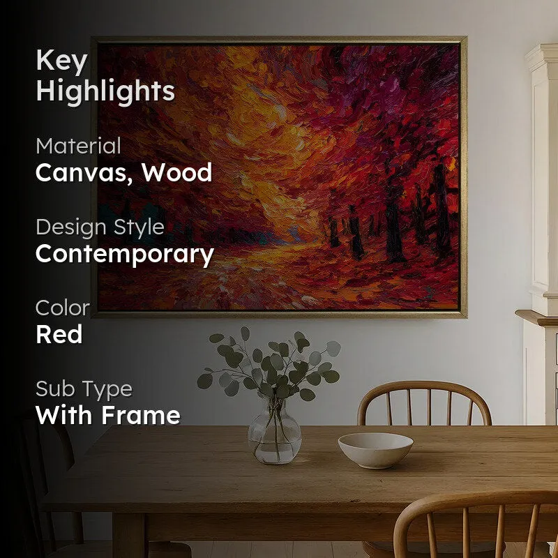Cinnabar Forest Canvas Wall Painting With Frame media 2