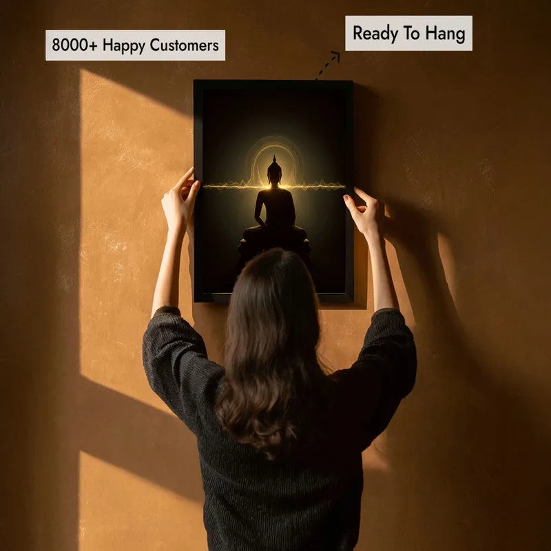 Silence Of Buddha Archival Paper Wall Painting With Black Frame media 7