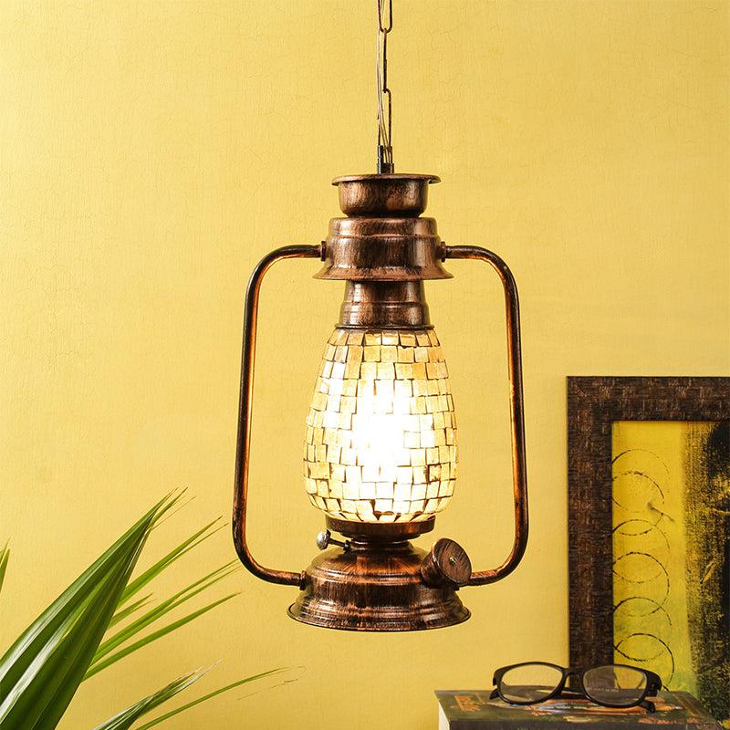Avina Mosaic Lantern Glass Ceiling Lamp - Copper media 2