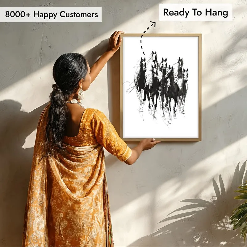 Spirit Horse Canvas Wall Painting With Brown Frame media 8