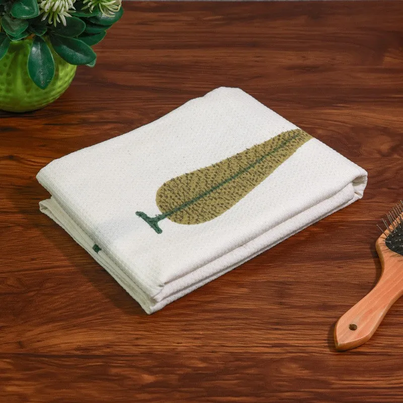 Palm Whisper Cotton BathTowel - Green & White media 1