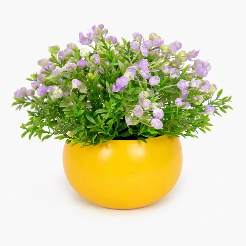 Velveta Artificial Rose Flower Plant With Pot (Violet) - 14CM media 3