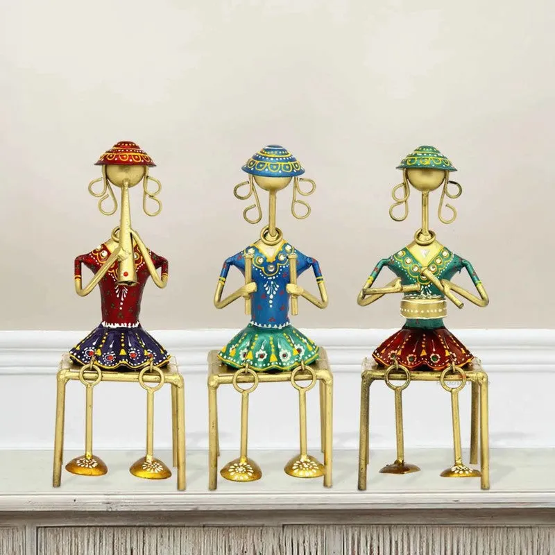 Seated Musician Ladies Iron Showpieces - Set Of Three media 4