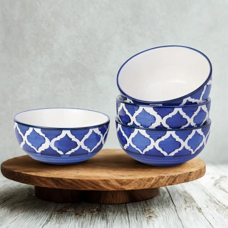 Biteza Ceramic Snack Bowls (Blue , 180 mL Each) - Set Of Four media 5