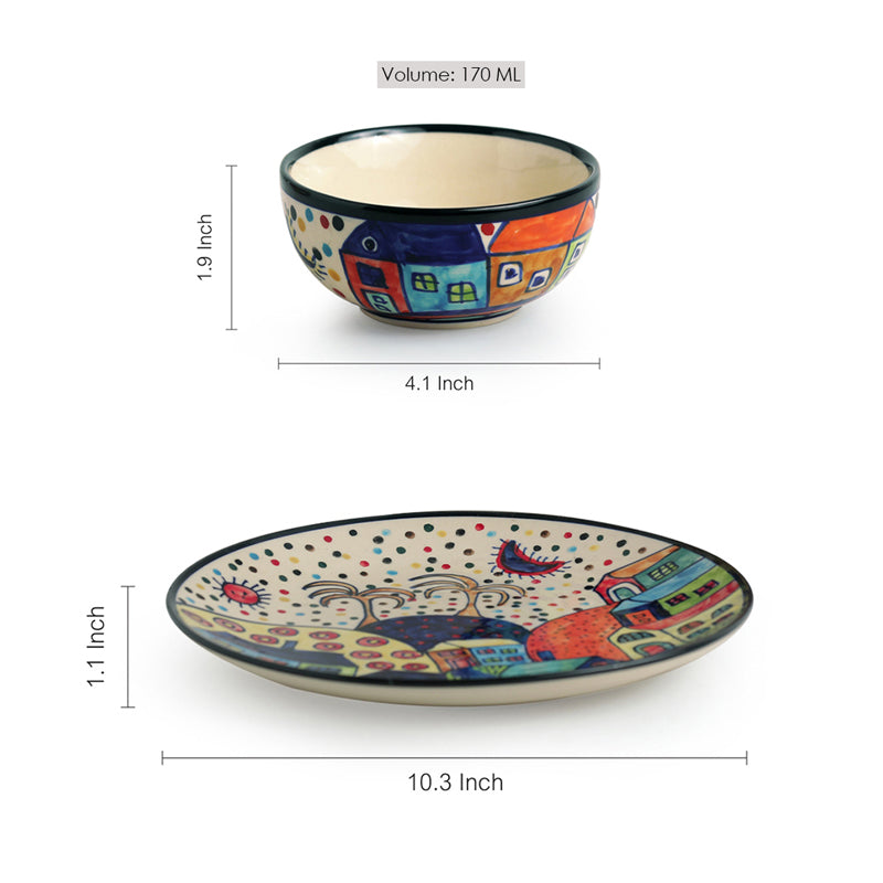 Coastal Cottage Handpainted Ceramic Dinner Set (170 ML) - 3 Piece Set media 6
