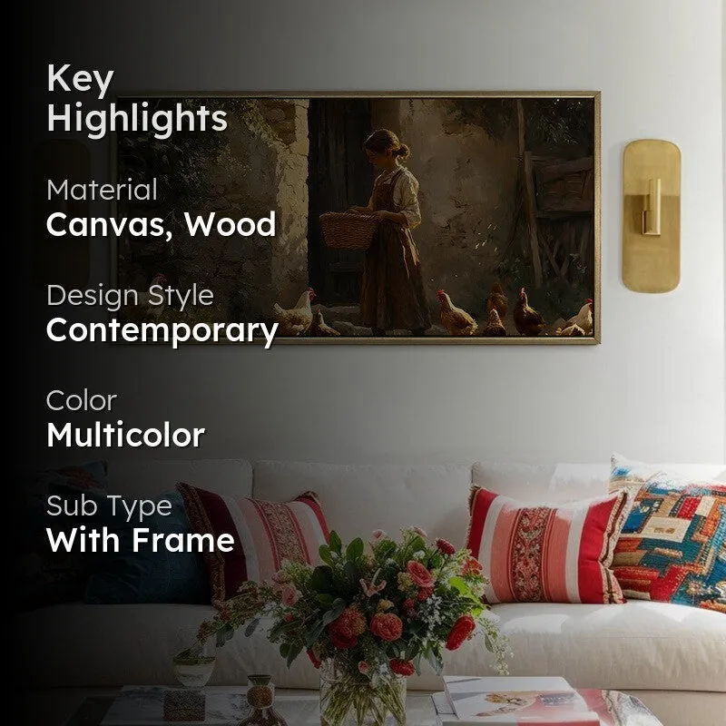 Henscape Canvas Wall Painting With Frame media 2