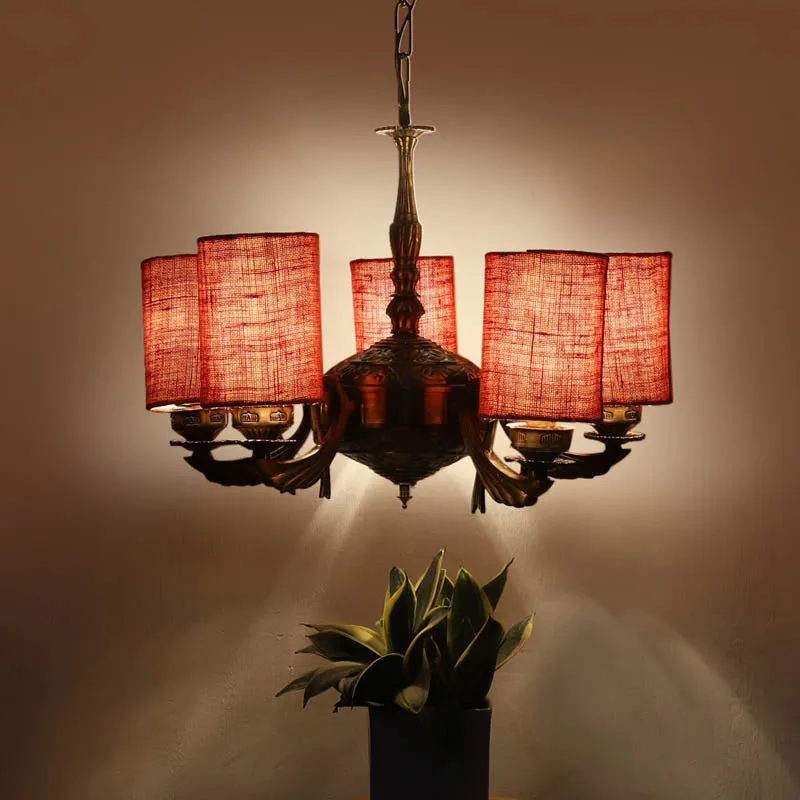 Venetian Cylindrical Golden Antique Ceiling Lamp media 1