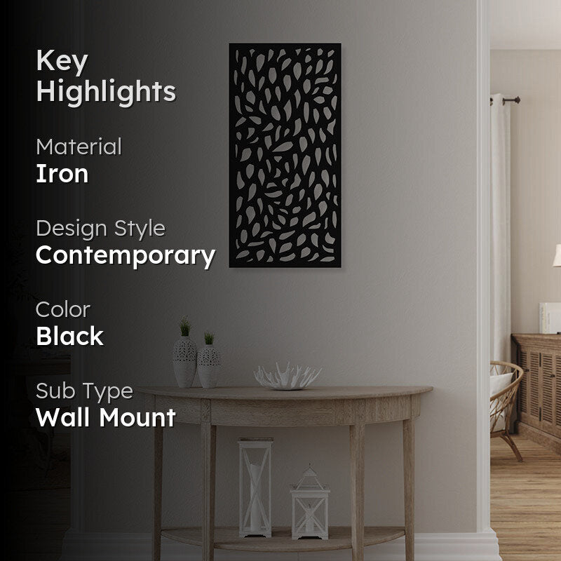 Mixo Black  Leaf Panel Iron Wall Accent media 2