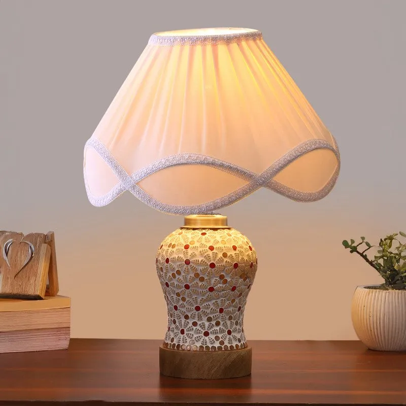 Baskex Arc Pleated Wooden Table Lamp - Multicolor media 3