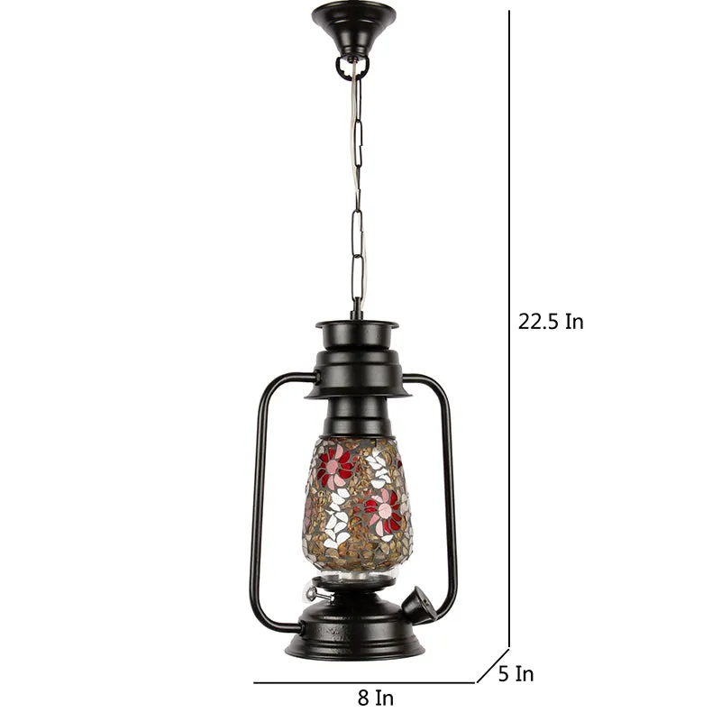Phoolkari Mosaic Lantern Glass Ceiling Lamp - Black media 5