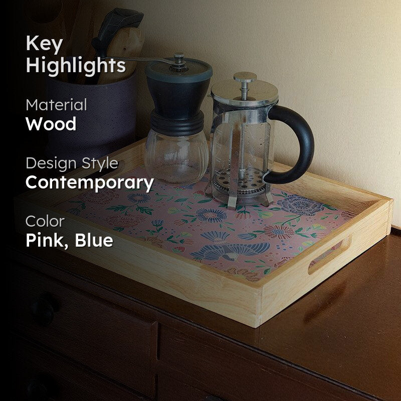 Buds & Blooms Wood Serving Tray media 2