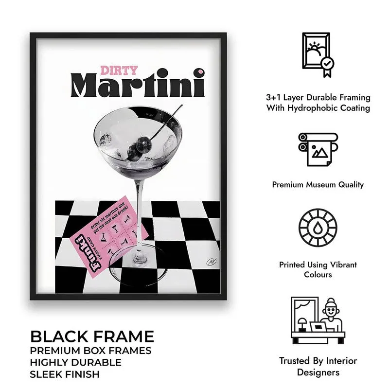Checks Martini Archival Canvas Wall Art - Black media 10
