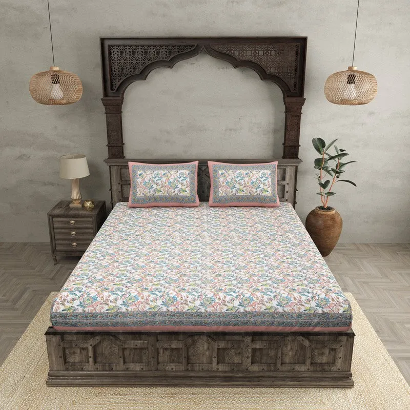Miksha Floral Cotton Bedsheet (Pink) - 210 TC media 4