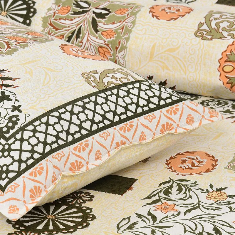 Zarina Floral Floral Cotton Bedsheet (Yellow) - 160 TC media 4