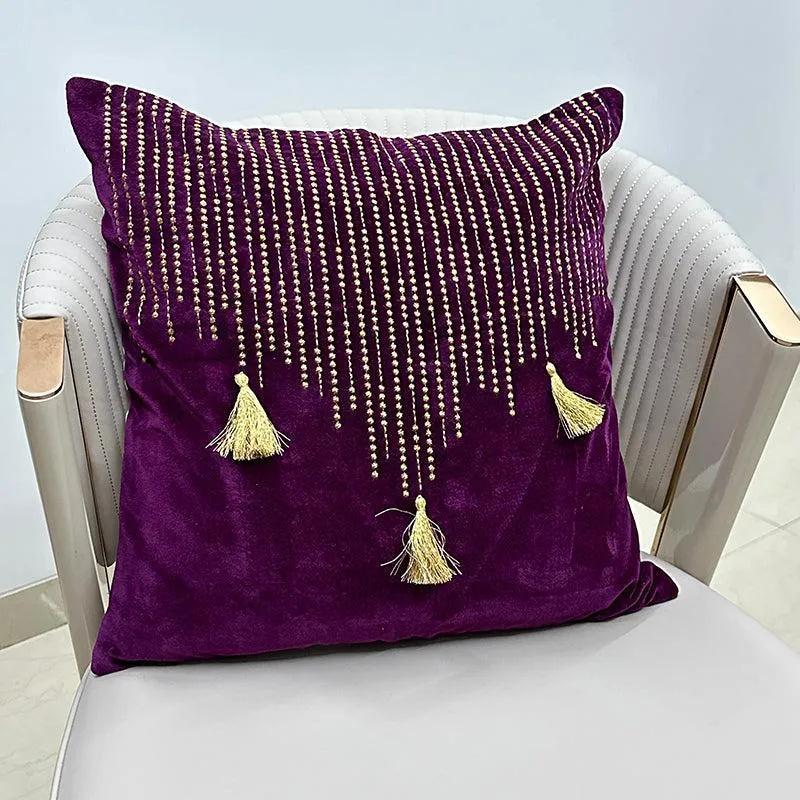Needlecraft Embroidered Cotton Cushion Cover - Dark Maroon media 2