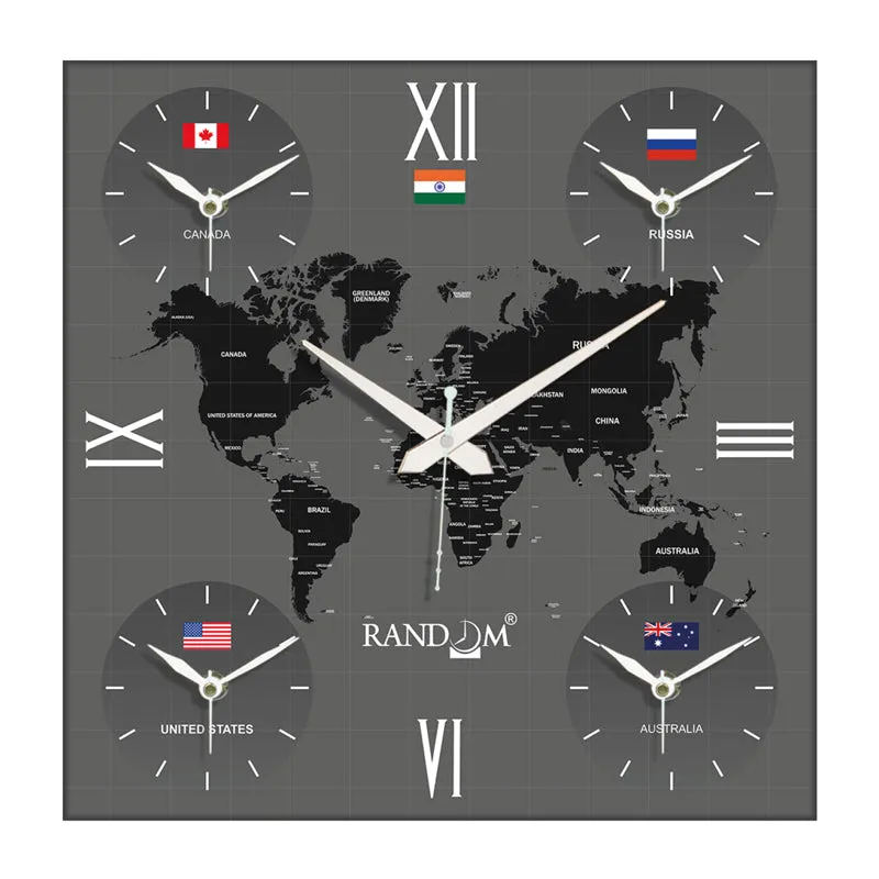 World Time Zone Wall Clock - Grey media 3