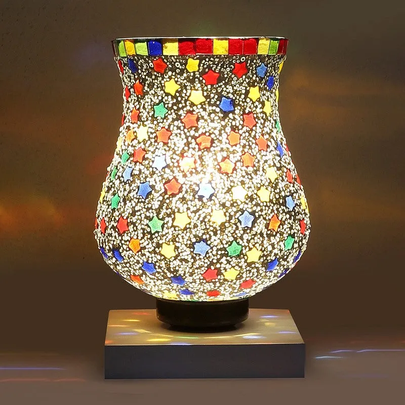 Lumon Mosaic Glass Table Lamp With Wooden Base - Multicolor media 7